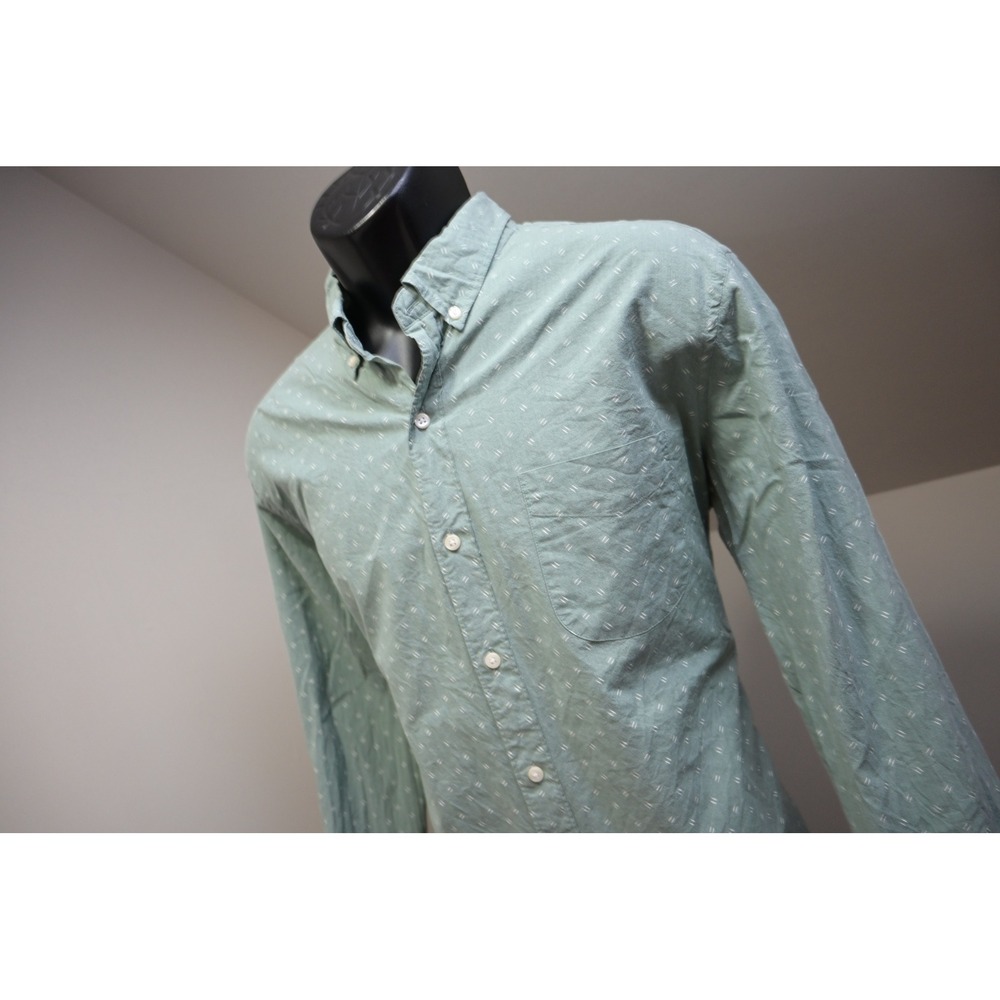J. Crew Button Up Dress Shirt Mens Large Green Secret Wash Slim Stretch EUC